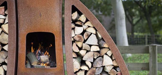 Kamin-und Klotz-Stahlspeicher Tendu-Entwurf Corten im Freien für Hinterhof