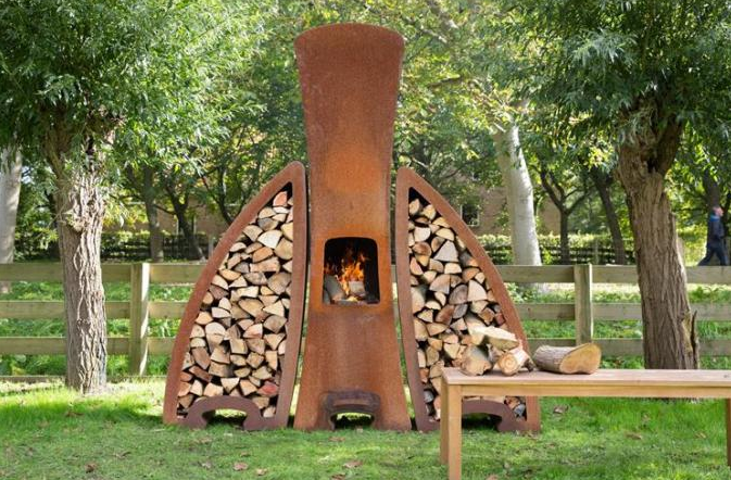 Kamin-und Klotz-Stahlspeicher Tendu-Entwurf Corten im Freien für Hinterhof