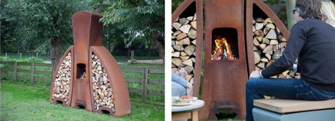 Kamin-und Klotz-Stahlspeicher Tendu-Entwurf Corten im Freien für Hinterhof