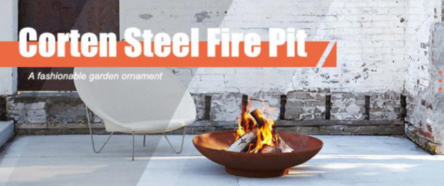 60-120cm Garten-Heater Camping Rust Bonfire Corten-Stahl-Feuer-Schüssel-Klotz-Brenner