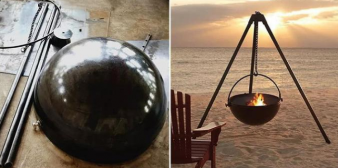 Heizungs-Stativ Soem-ODM im Freien, der Stahlfeuer-Schüssel Corten mit GRILL Grill hängt