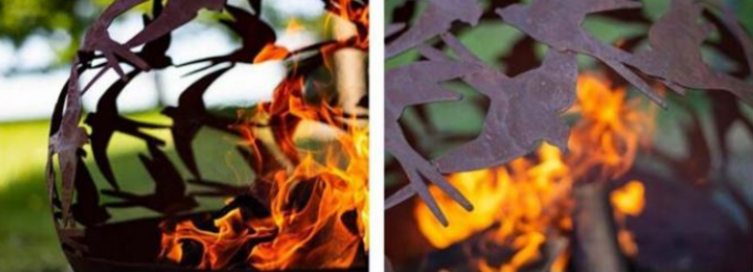 Hölzerner brennender Laser-Schnitt-Entwurf oxidierte schwalben-Kugel-Feuer-Grube Corten Stahl