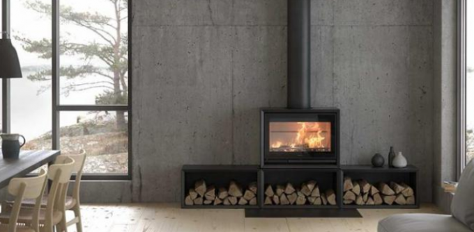 Innen-hölzerner brennender Ofen Heater Matt Black Freestanding Steel Fireplaces