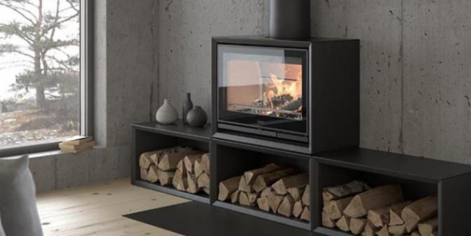 Innen-hölzerner brennender Ofen Heater Matt Black Freestanding Steel Fireplaces
