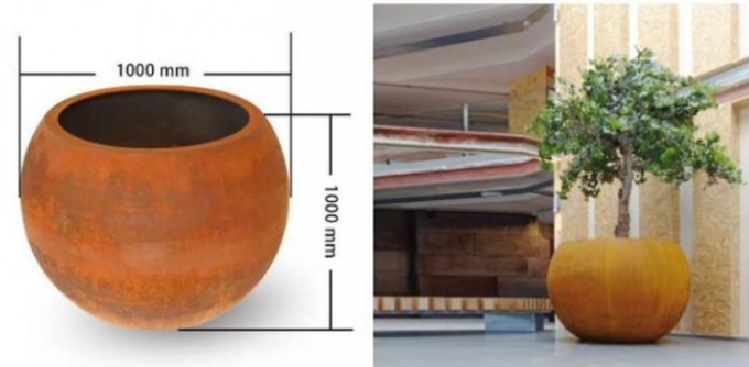 KUGEL-Baum-Pflanzer-Töpfe geometrische Bereiche im Freien Corten Stahlfür Streetscape