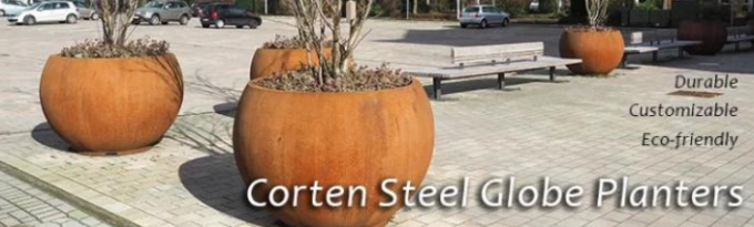 KUGEL-Baum-Pflanzer-Töpfe geometrische Bereiche im Freien Corten Stahlfür Streetscape