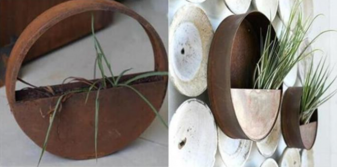 Wandbehang-Blumen-Stahltöpfe Hauptmetallwand-Dekoration Corten halbrunde