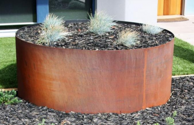 ZYLINDER-Garten-Töpfe dekorative Metallkreisblumen-Pflanzer Corten Stahl