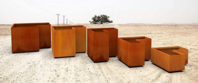 Zeitgenössischer metallecken-Kasten-Pflanzer Corten Stahlfür Wohnim Freien