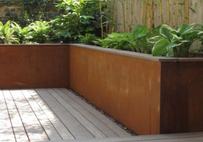 Zeitgenössischer metallpflanzer-Kasten Corten Stahleckfür Wohnim Freien