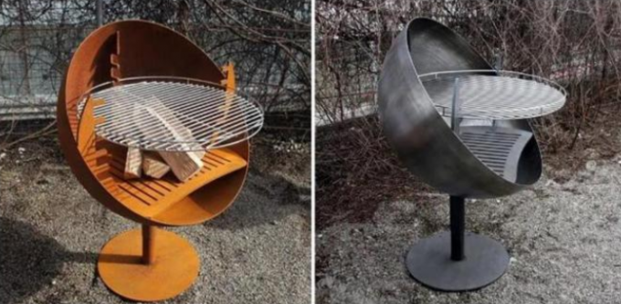 Kundengebundene Stahlfeuer-Schüssel Mühlendedrehbare Corten im Freien mit Grill-Gitter
