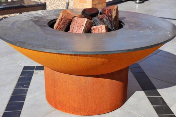 Moderner Entwurfs-Rusty Outdoor Charcoal-GRILL grillt GRILL Corten Stahl-Feuer-Schüssel-Grube