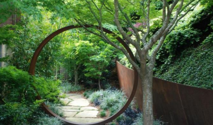 Stahlmond-Tor 210cm Durchmesser-einzigartiger Entwurf Corten für die Gartenlandschaftsgestaltung