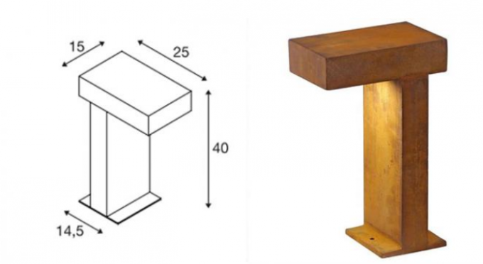40cm modernes Quadrat führte Schiffspoller helle Stahl-Rusty Path Beleuchtung Corten