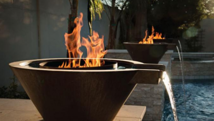 26 Zoll-Swimmingpool-dekoratives Runde Corten-Stahl-Feuer und Wasser-Schüssel