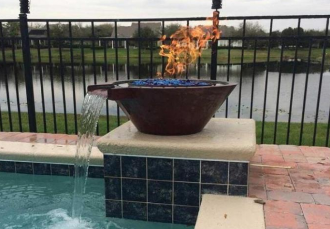 26 Zoll-Swimmingpool-dekoratives Runde Corten-Stahl-Feuer und Wasser-Schüssel