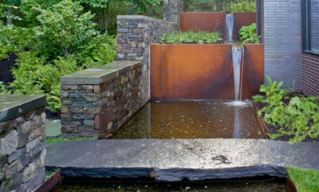Äußerer Garten-Dekor-Rusty Corten Steel Pool With-Wasserfall Herb Planter