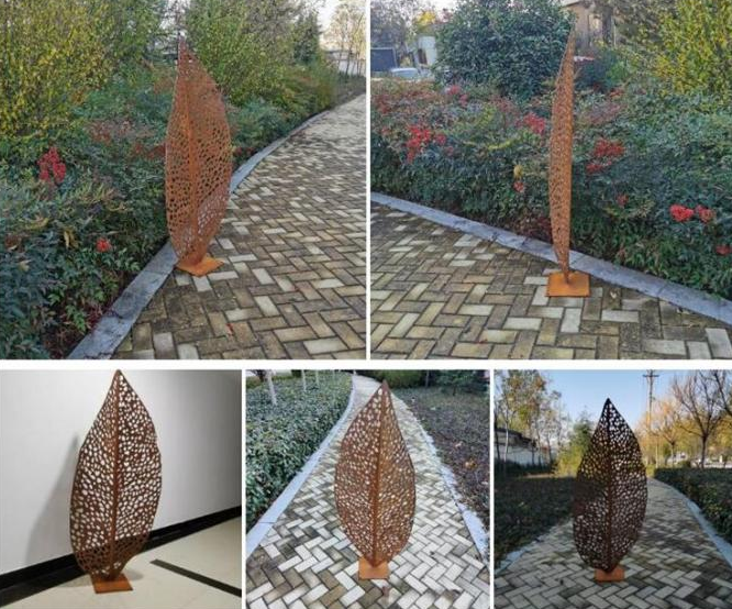 Rustikale Metallbaum-Art Corten Steel Apple Leaf-Skulptur für Garten-Verzierungen