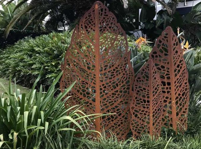 Rustikale Metallbaum-Art Corten Steel Apple Leaf-Skulptur für Garten-Verzierungen