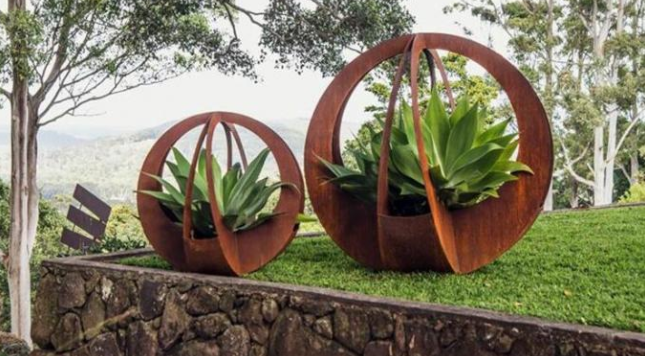Dekorative große Corten-Metallblumen-Pflanzer im Freien für Garten-Landschaft
