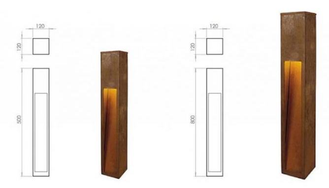 Städtischer Rusty Bollard Lighting Corten Steel-Leuchtkasten mit Mehrfarben-LED