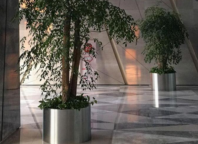 Kundengebundener Größen-dekorativer Polieredelstahl ringsum Blumen-Töpfe