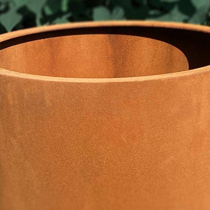 Asphaltieren Stahlblumen-Töpfe Hinterhof-Runde im Freien Corten Pflanzer-Kästen