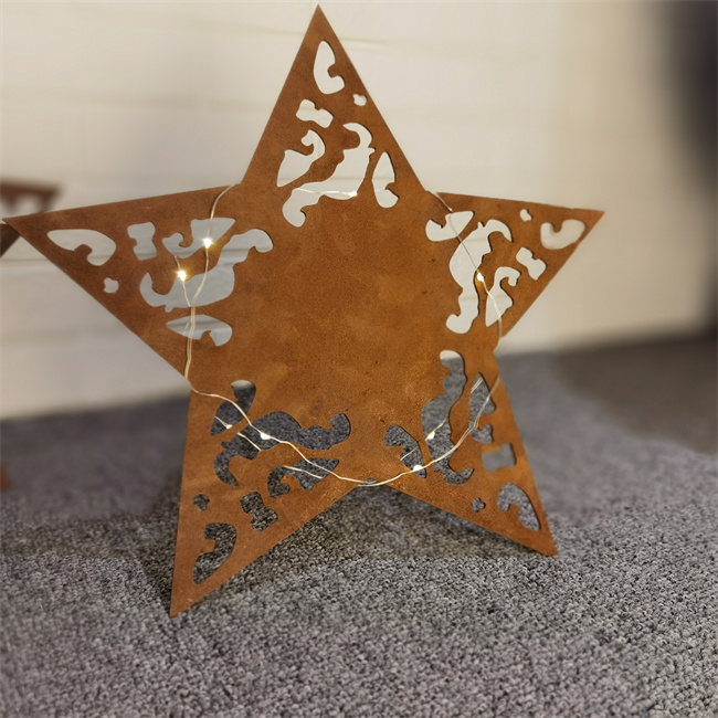 Sternförmiges Stahlmetall Corten verziert Weihnachtsdekoration für Hausgarten