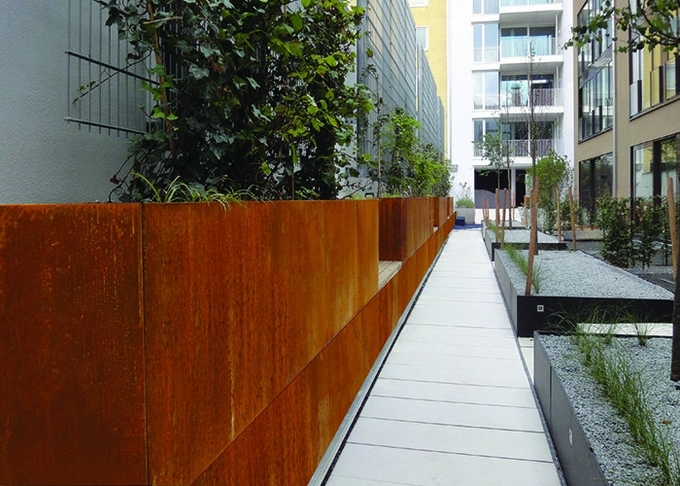 BLUMEN-Topf-Park-Straße dekorativer Garten Corten Stahlim freien ringsum zeitgenössische Blumentöpfe