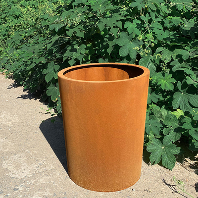 Asphaltieren Stahlblumen-Töpfe Hinterhof-Runde im Freien Corten Pflanzer-Kästen