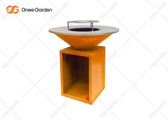 Stahlfamilien-Feuer-Pit Table Corten Steel Bbq-Grill Holzkohle Corten im Freien