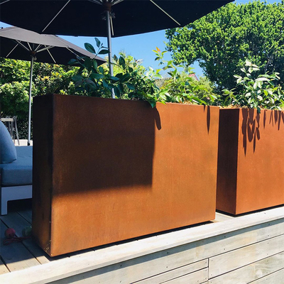 Dekorativer 1.5mm Corten rechteckiger Stahlpflanzer des Garten-kundengerecht