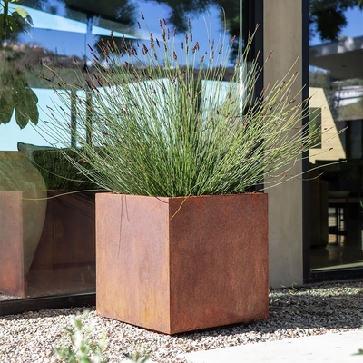 Metallischer 1.2mm Corten Stahlpflanzer-Kasten-rechteckiger Blumen-Topfabnutzungsbeweis