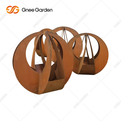 Stahlpflanzer Corten kundengerechte Runde des übersichtlichen Designs mit Untertasse für Hauptdekor