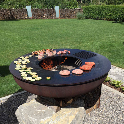 Cortenstahl KD Outdoor BBQ Feuerstelle rund vorgerostet