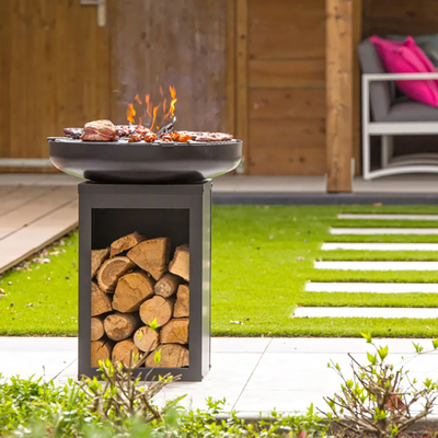 HOLZKOHLEN-Ausgangsgrill-Grill-Hinterhof-Kamin Corten Stahl