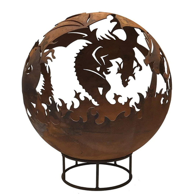 Markante Feuerstelle aus Corten-Stahl, rostiges Metall, 5 mm dick