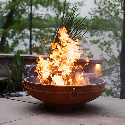 37 Zoll Stahlrundstahl-Feuer Pit Portable Camping Brazier Outdoor verwitternd