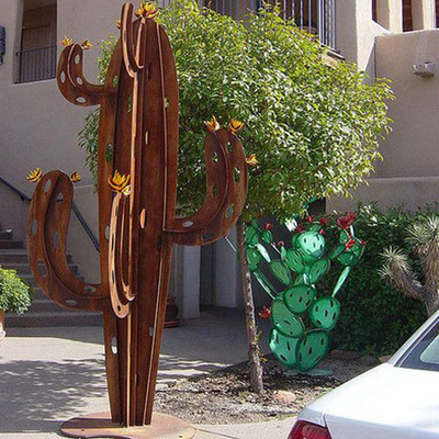 SKULPTUR-Kaktus-Metallyard Art Natural Rusted Garten-Landschaft-Corten Stahl