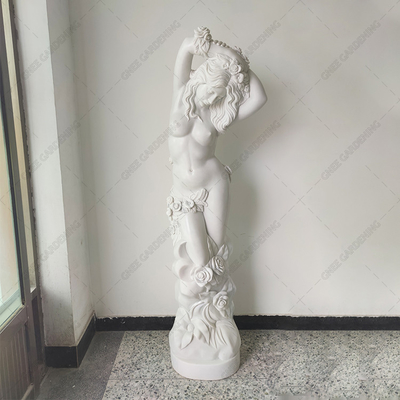 Natürlicher weißer Marmorstein-Garten-Skulptur-Hand schnitzte im Freien
