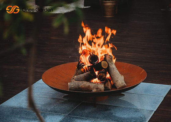 Garten Messingarbeiter-Hinterhof-Patio Firepit hölzerne brennende Stahlfeuer-Grube Corten im Freien
