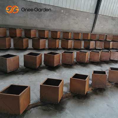 Großer Metalldekorativer Pflanzer-im Freien rechteckiger Metallwand-Pflanzer Corten