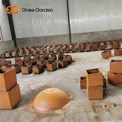 Großer Metalldekorativer Pflanzer-im Freien rechteckiger Metallwand-Pflanzer Corten