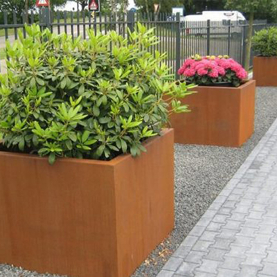 Das Metall, das Kasten-rechteckiger Innenpflanzer-Garten-im Freien große Töpfe pflanzt, blühen