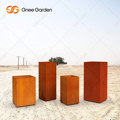 Fertigten Stahlblumen-Töpfe großer Quadrat-Metallpflanzer im Freien Corten besonders an