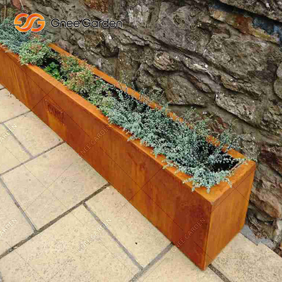 Fertigten Stahlblumen-Töpfe großer Quadrat-Metallpflanzer im Freien Corten besonders an