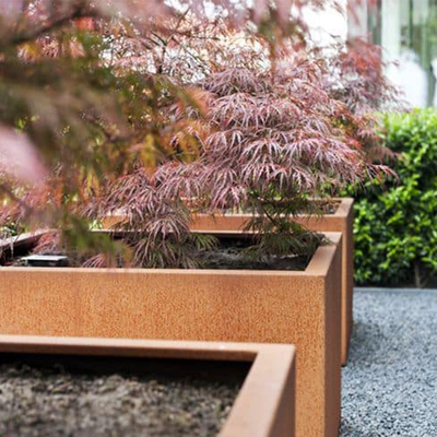 Rechteckiger pflanzer-Metallstand-Blumen-Topf Corten Stahl