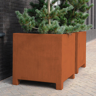 Rechteckiger pflanzer-Metallstand-Blumen-Topf Corten Stahl