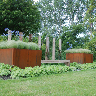 Rechteckiger pflanzer-Metallstand-Blumen-Topf Corten Stahl