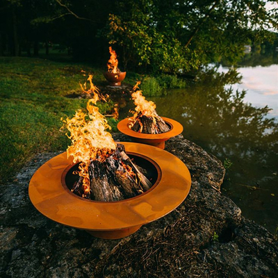 550mm-1500mm Corten Stahlfeuer-Tabellen-Garten-Stahl Firepit Prerusted